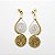 Brinco Capim Dourado Dois Caracóis e Fio Branco BL12 - Imagem 1