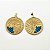 Brinco Capim Dourado Disco 4,5 cm e Fio Azul Oceano  BL100 - Hipoalergênico - Imagem 2