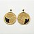 Brinco Capim Dourado Disco 4,5 cm e Fio Preto  BL103 - Hipoalergênico - Imagem 2