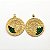 Brinco Capim Dourado Disco 4,5 cm e Fio Esmeralda  BL105 - Hipoalergênico - Imagem 2
