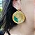 Brinco Capim Dourado Disco 4,5 cm e Fio Esmeralda  BL105 - Hipoalergênico - Imagem 1