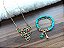 Conjunto Colar e Pulseira Correntes e Cristais Azul Turquesa - Imagem 5