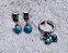 Conjunto Brinco e Anel Pedras Turquesa - Imagem 2