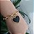Pulseira Correntaria Elo Português com pingente de coração preto resinado Isadora - Imagem 1
