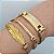 Mix de Pulseiras douradas (courino Bege) Prosperidade / Folha MD1 - Imagem 1