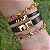 Mix Pulseiras douradas (courino Preto) Ostentação folheado em ouro - Imagem 2
