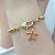 Pulseira Correntaria elo português com pingente estrela do mar resina laranja folheado em ouro - Imagem 1