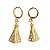 Brinco argolinha com pingente de Nossa Senhora Aparecida strass branco folheado em ouro - Imagem 1