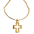 Colar com aro fixo com pingente de cruz  folheado em ouro - Imagem 1