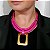 Colar Corda Rosa com detalhe quadrado folheado em ouro - Imagem 1