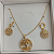 Conjunto de colar e brincos árvore da vida cravejado de zircônia folheado em ouro - Imagem 1