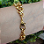 Pulseira correntaria com placa tigre resina bege perolado folheado em Ouro - Imagem 2
