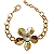 Pulseira correntaria com detalhe de flor com strass folheado em Ouro - Imagem 1