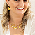 Colar aro tramado com flores e strass folheado em ouro - Imagem 2