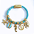 Pulseira Dourada Berloqueira com pingentes marítimos (courino Azul Tiffany) folheado em ouro - Imagem 1