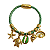 Pulseira Dourada Berloqueira com pingentes marítimos (courino verde) folheado em ouro - Imagem 1