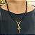 Colar com cristais preto e pingente com pingente fé  folheado a ouro ( 45 cm abertura frontal) - Imagem 2