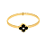 Bracelete articulado com detalhe de trevo resina preta com strass folheado em ouro  ( serve até pulso 18 cm) - Imagem 2