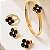 Bracelete articulado com detalhe de trevo resina preta com strass folheado em ouro  ( serve até pulso 18 cm) - Imagem 3