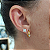kit de Brincos com Argola com pedra strass e  mini pedra zirconia quadrada folheado em ouro - Imagem 1