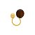 Anel com esfera dourada e resina marrom folheado em ouro ( serve dedo 20) - Imagem 3
