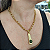 Colar correntaria Iris ( elos redondos) G 40 cmcom pingente longo e resina bola verde folheado em ouro - Imagem 2