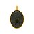 Pingente oval grande resina verde escuro folheado em ouro - Imagem 1
