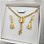 KIT NOSSA SENHORA APARECIDA - Colar correntaria com pingente de nossa senhora Aparecida strass 45 cm + Brincos argola nossa senhora folheado em ouro - Imagem 1