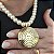Colar com pérolas e pingente redondo oração Pai Nosso folheado a ouro ( 38 cm + extensor 7 cm) - Imagem 2