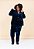CALÇA RETA MALHA VELUDO AZUL MARINHO  PLUS SIZE - Imagem 2