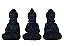 Buda em resina preta conjunto 3 peças 14cm - Imagem 1