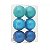 Bola Natalina 10cm Azul C/6 Glitter Sortido Natal Cromus - Imagem 1