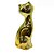 Escultura Decorativa Gato Cerâmico Dourado 10x4x5cm - Imagem 1