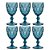 Taça De Água Diamond C/6un de Vidro Azul 325ml (copo) Lyor - Imagem 1