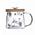 Caneca Daisy 330ml Borossilicato C/ Pires de Bambu 5705 Lyor - Imagem 1