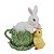 Coelho De Pascoa Flower  Xicara De Alface e Pintinho Resina 16cm 1Unid 1094514 - Imagem 1