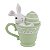 Coelho De Pascoa Tea Party Na Caneca Verde 15cm 1094502 1Unid - Imagem 1