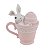 Coelho De Pascoa Tea Party Na Caneca Rosa 15cm 1094503 1Unid - Imagem 1