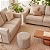 Puff Bege Em Veluso E MDF 38x40x40cm 22755 - Imagem 2