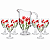 Kit Jarra Red Flower 1,3L C/6 Copos de Vidro 320ml 22040 Wolff - Imagem 1