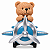 Escultura Ursinho Teddy Piloto De Aviao 16x17cm Resina 62228 - Imagem 4