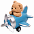 Escultura Ursinho Teddy Piloto De Aviao 16x17cm Resina 62228 - Imagem 1