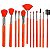 Kit com 12 Pincéis para Maquiagem Neon EN001 LARANJA – Macrilan - Imagem 2