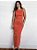 Vestido Laranja Canelado Decote Farm - Imagem 1