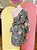 Vestido Curto Off Listrado Estampa Folhas Verdes Hill - G - Imagem 4
