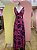 Vestido Longo Rosa Crepe Estampa Azul My Place PP - Imagem 1