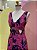 Vestido Longo Rosa Crepe Estampa Azul My Place PP - Imagem 2