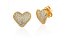 Brinco de Coração Cravejado Com Microzircônias Cristais Banhado a Ouro 18k - Imagem 1