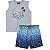 CONJUNTO INFANTIL MENINO TUBARÃO SURFISTA MESCLA - Imagem 1