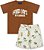 Conjunto infantil menino verão estampado algodão marrom - Imagem 1